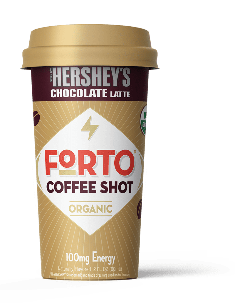 FORTO Coffee Shots - 100mg Caffeine, Hershey's Latte, Colombian cold brew in a ready-to-drink 2-ounce shot for a fast coffee energy boost