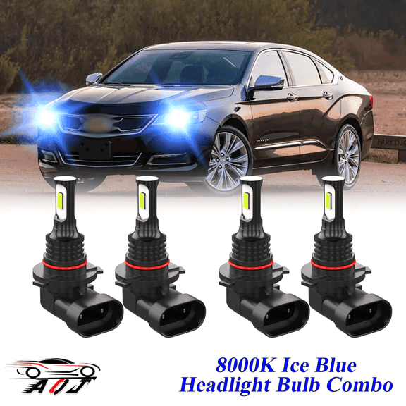 8000K Ice Blue LED Headlight Bulbs Combo Kit For Chevrolet Impala 2014-2020