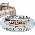 thumbnail image 2 of Independence Day Round Area Rugs 3 ft, America 250 Years Map Silhouette Vintage Country Blue Washable Small Area Rug with Non-Slip Sturdy Edge Binding Round Front Door Mat Floor Carpet for Entryway, 2 of 9