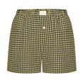 thumbnail image 5 of Weiqiqre Shorts for Women Elastic Waist Plaid Boxer Shorts Cute Gingham Sleep Lounge Shorts Bottoms, 5 of 5