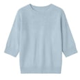 thumbnail image 6 of thefmos Women's Fall Winter 3/4 Sleeve Crewneck Knitted Pullover Tops Solid Loose Casual Basic Tops Cozy Fashion Clothes, Light Blue M, 6 of 7