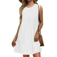 thumbnail image 2 of Kaemgyyd Women's Summer Dresses Solid Color Loose Sleeveless Tank Dress Crew Neck High Waist Tiered Sundresses Beach Clothes, 2 of 6