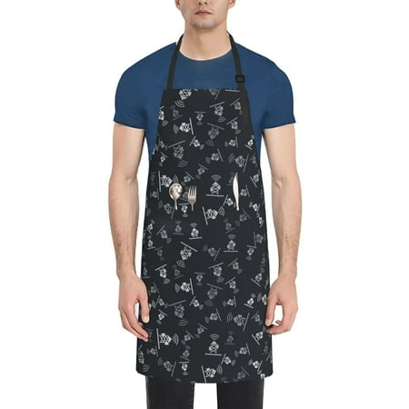 

Naloa Wireless Antenna Icon Apron Kitchen Aprons with Pockets for Women Men Chef