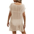 thumbnail image 6 of yillto Women’s Boho V Neck Crochet Tunic Tops Fringe Blouse Shirt Hollow out Beach Swimsuit Cover Up, 6 of 7