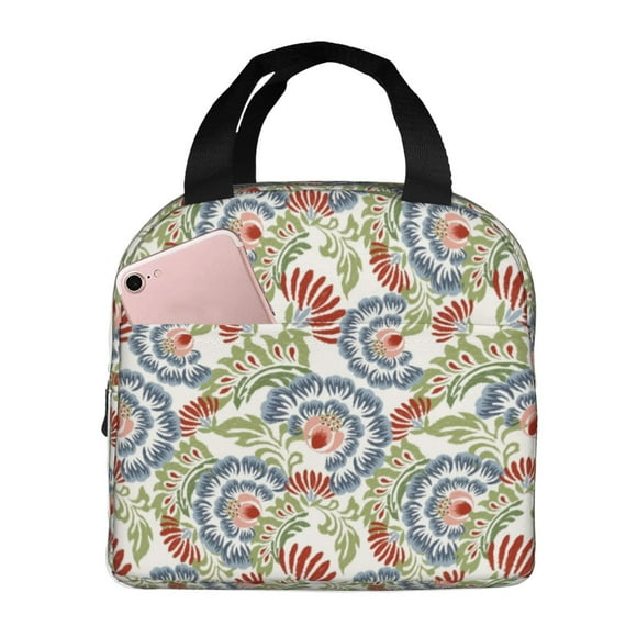 Easygdp Paisley Floral 5 Bolsa Térmica Premium - Tela Oxford Impermeable, Gran Capacidad, Bolsillo Frontal, Unisex para Trabajo, Escuela, Actividades al Aire Libre y Picnics