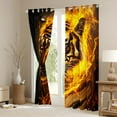 thumbnail image 3 of Manfei Tiger Wild Animal Curtains Pack of 2 (42x84 Each),Abstract Lightning Curtains Blackout,Yellow Orange Bedroom Curtains For Boys Teens,Luxury Bedroom Decor, 3 of 6