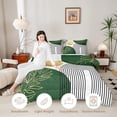 thumbnail image 4 of Manfei Boho Sun and Leaf Full Size Comforter Sets, Mid Century Geometric Bedding Comforter Set, Green and Gold, Reversible 3pcs, 1 Comforter and 2 Pillowcases, 4 of 6