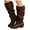 Brown, variant on Women's Slouchy Knee High Boots Wide Calf Low Heel Knee Length Riding Combat Booties