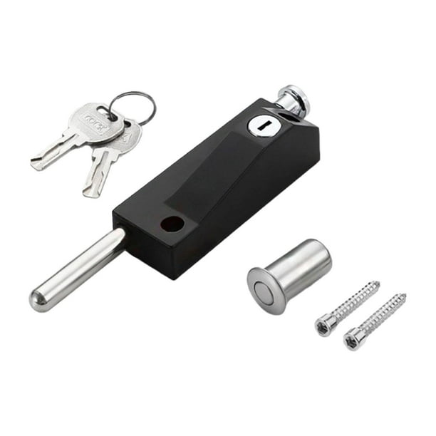 Cerradura para puerta de vidrio, pestillo de piso sólido con llaves universales, fácil de instalar Negro