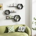 thumbnail image 3 of Wooden Hexagon Floating Shelves Wall Mounted,Set of 6 Pine Hexagon Shelves Display for Photos,Plants,Rustic Honeycomb Shelves for Living Room,Bedroom,Bathroom, Kitchen, Office Decor, Grey, 3 of 18