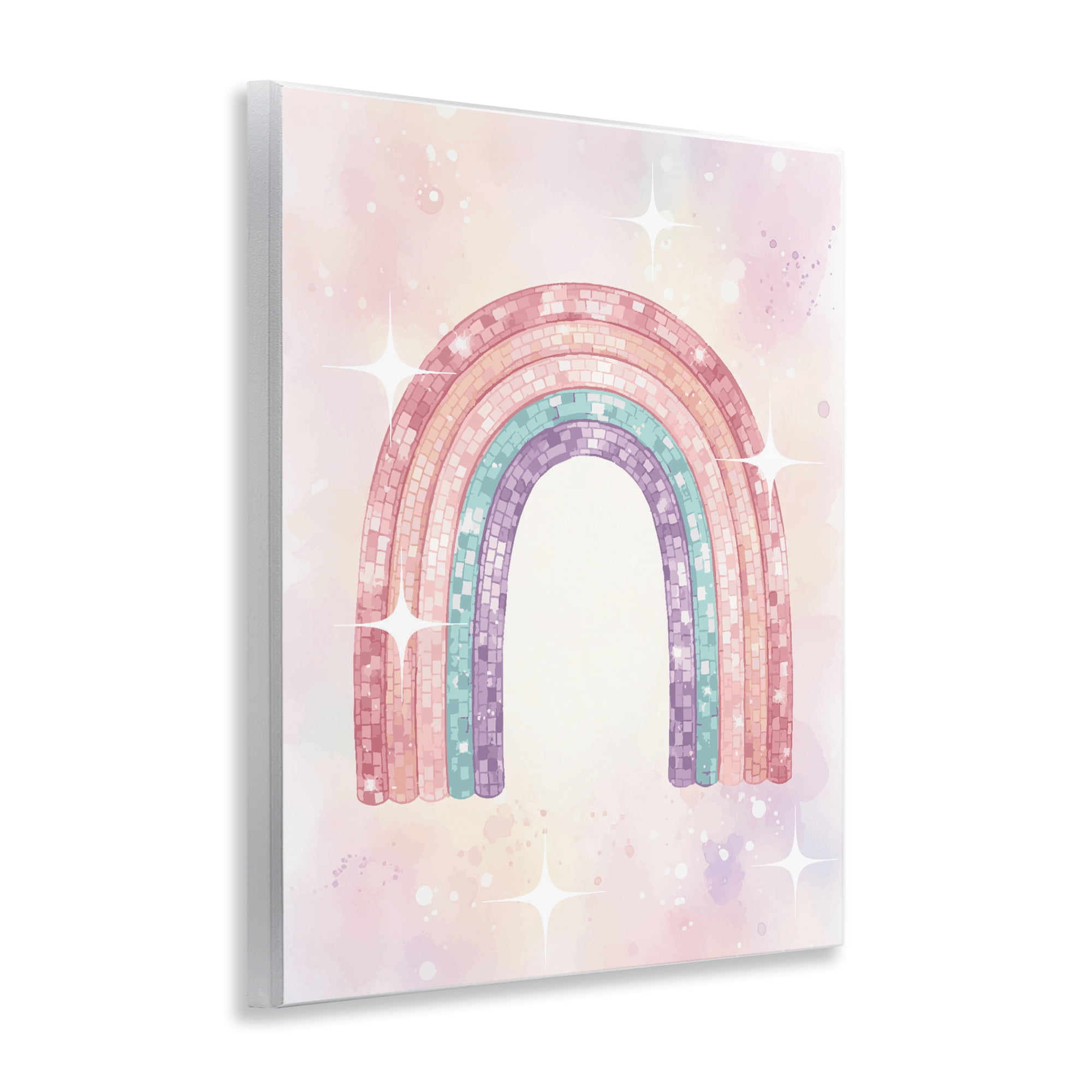 Stupell Industries Pastel Disco Rainbow Sparkles Wall Plaque Art, design by Lil' Rue