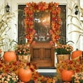 thumbnail image 5 of Artificial Maple Leaf Garland Lighted Fake Fall Leaves Faux Plant With Fruit Accents, 5.8 Feet Long 20X15X5Cm 100G, 2 Garlands 4 Hooks For Indoor Home Wedding Garden, 5 of 8