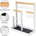 thumbnail image 2 of Jewelry Organizer Stand Holder, Metal and Wood 3 Tier Jewelry Display Earring Organizer Ring Tray and Hooks Stand Storage Necklaces Bracelets Rings Watches Jewelry Towers for Women Girls Gift, 2 of 7