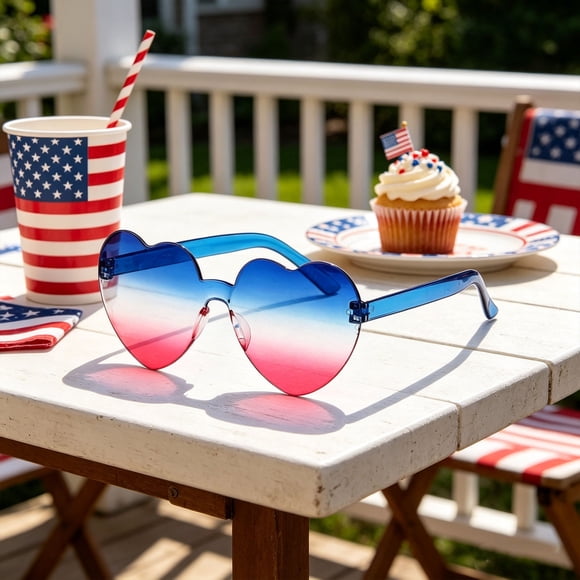 Sktrjpolfis Patriotic Party Sunglasses, Red White Blue Gradient Glasses for 4th Of July Events