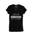 thumbnail image 1 of Catch Flights Not Feelings Women's Fashion Relaxed V-Neck T-Shirt Tee Heather Black Medium, 1 of 2