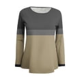 thumbnail image 3 of GigrtiJin Womens Fall Colorblock Tops Long Sleeved Round Neck Casual Pullover Blouse Fashion Comfy Loose T-Shirt, 3 of 4