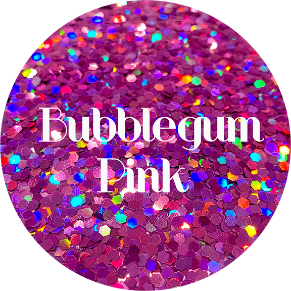 Glitter Heart Co. Glitter - High Quality Polyester Glitter -Bubblegum Pink - Holographic Pink Chunky – 2 oz Bottle