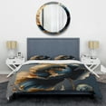 thumbnail image 3 of Designart "Deep Blue and Gold Blossom IV" Floral & Botanical Bedding Covert Set - Floral Blue Traditional Bed Set With 2 Shams, 3 of 6