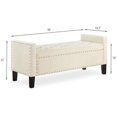 thumbnail image 2 of Velvet Modern Upholstered Storage Ottoman Bench with Arms, 48" End of Bed Bench for Entryway, Bedroom, Living Room, Cream, 2 of 16