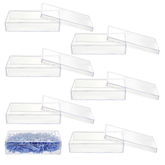 7pcs Clear Acrylic Box with Lids 5x2.8x1.3inch Plastic Jewelry Box Square Mini Cube Containers for Wedding Party Coin Jewelry Accessories