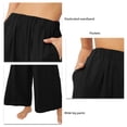 thumbnail image 4 of High Waisted Wide Leg Pants Straight Pure Color Elastic Waisted Wide Leg Trousers for Women Lady Black L, 4 of 5