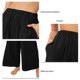 thumbnail image 4 of Pantalones anchos de talle alto Pantalones rectos de pierna ancha con cintura elástica de color puro para mujer Señora Negro S, 4 of 5