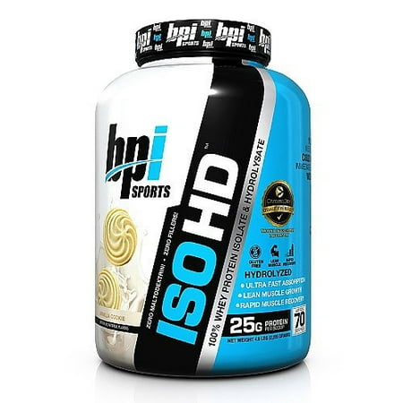 BPI Sports ISO HD 100% Protein Isolate & Hydrolysate, Vanilla Cookie, 4.9 Lb