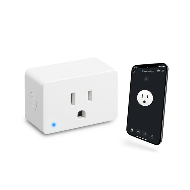 Globe Electric Smart Beacon 1-Outlet Timer Plug, Bluetooth, Grounded, 120V 15A 1800W, 65 ft Remote, White