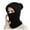 Black, variant on AWZXDE Women Winter Solid Color Knitted Ski with Scarf and Hood Integrated for Outdoor Riding Cold Defect Warm Pullover Hat Pink,One Size