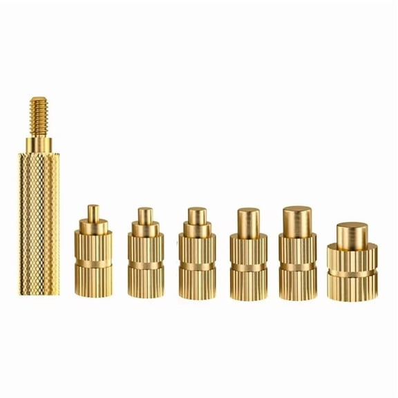 7PCS Heat Set Insert Soldering Iron Tip Head M2 M2.5 M3 M5 M6 Hot Melt Insets Nut Brass Embedded Thread Insertion Kit,1 * adapter 6 * tips(M2/M2.5/M3//M5/M6),Gold