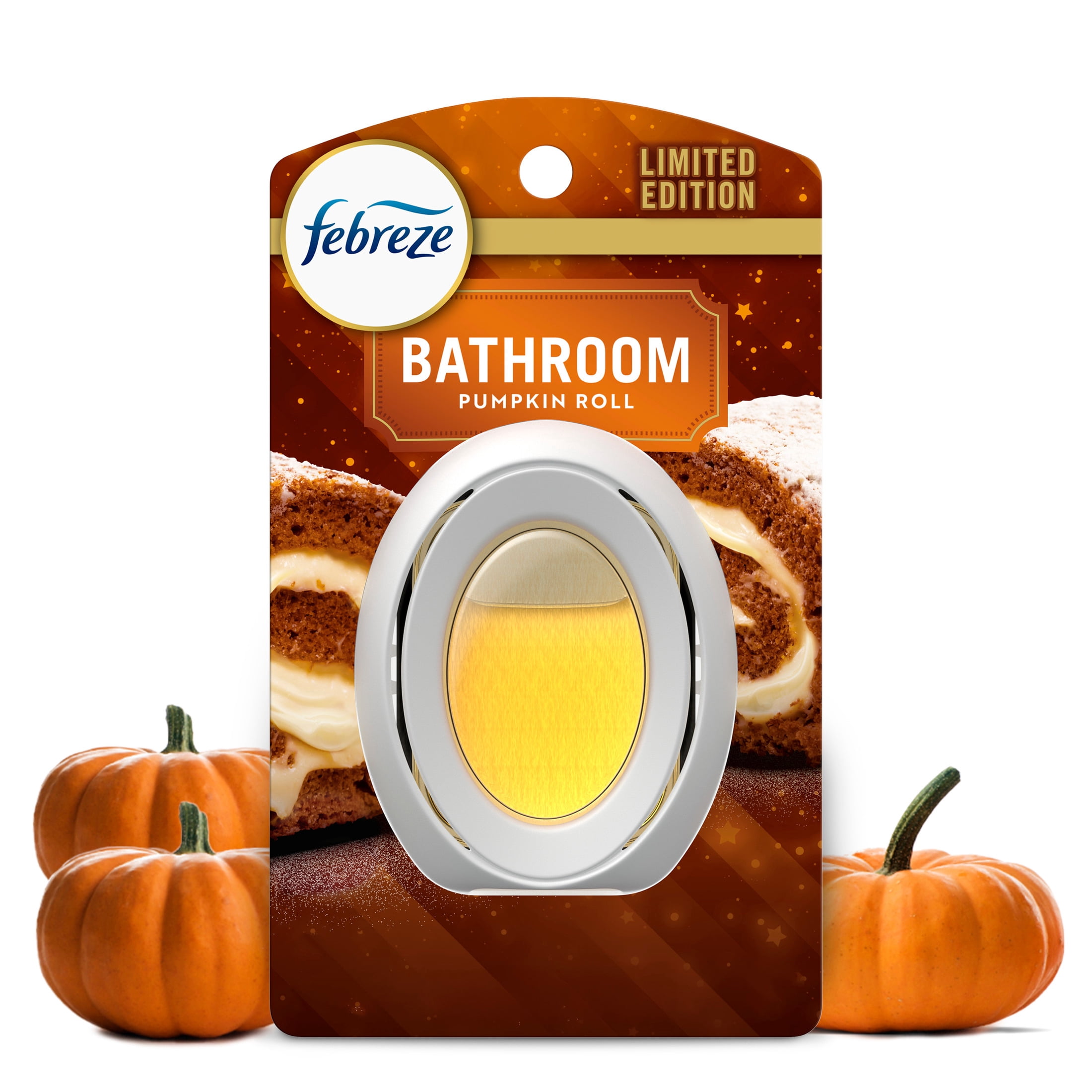 (6 pack) Febreze Bathroom Air Freshener, Odor-Fighting, Pumpkin Roll Scent, 1 Count