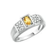 thumbnail image 3 of RYLOS Men's Rings Sterling Silver Classic 6X4MM Oval Gemstone & Diamond Ring Citrine November Birthstone Rings For Men, Silver Rings, Size 8, 3 of 7