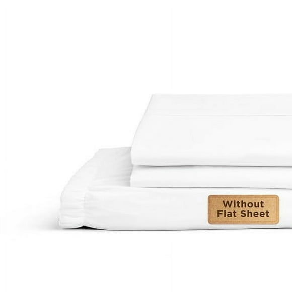 Linen Home Ensemble de Draps-Housses en Percale 100 % Coton Taille Simple Blanc Poche Profonde 2 Pcs - 1 Drap-Housse Poche Profonde et 1 Taie d'Oreiller Linge de Lit Frais et Solide