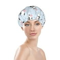 thumbnail image 3 of Kll Cute Farm Cow Pattern Shower Cap & Bath Cap For Women,Reversible Oversized Waterproof Shower Caps For All Hair Lengths,Elastic Reusable Bathing Hair Cap, 3 of 9