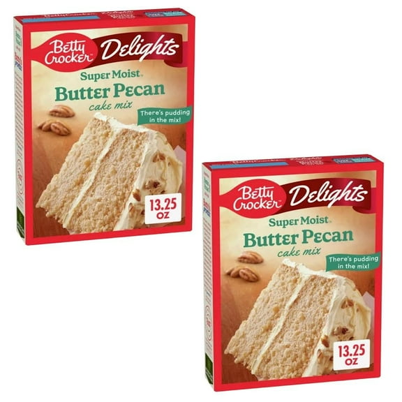 Pack of 2 - Betty Crocker Delights Super Moist Butter Pecan Cake Mix, 13.25 Oz. Packaging May Vary