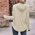 thumbnail image 5 of Aloohaidyvio Tops for Women Womens Fashion Solid V-Neck Button Long Sleeved Hoodie Top, 5 of 5