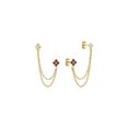 thumbnail image 1 of Aide 925 Sterling Silver Four Zircons Flower Stud Pendientes para mujer Double Studs Chain Tassel Piercing Pendiente 18K chapado en oro Tan Jianjun unisex, 1 of 2