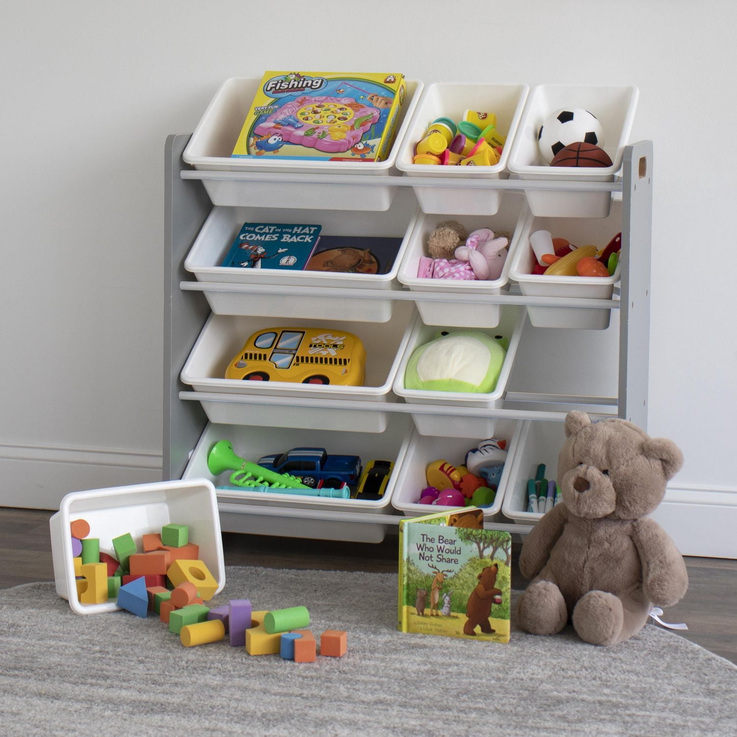 Humble Crew Tot Tutors Toy Storage Organizer with 12 Storage Bins, Espresso