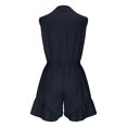 thumbnail image 7 of Women's Summer Solid Color Casual Sleeveless Breasted Drawstring Tied Elastic Waist Side Pocket Jumpsuit, 7 of 7