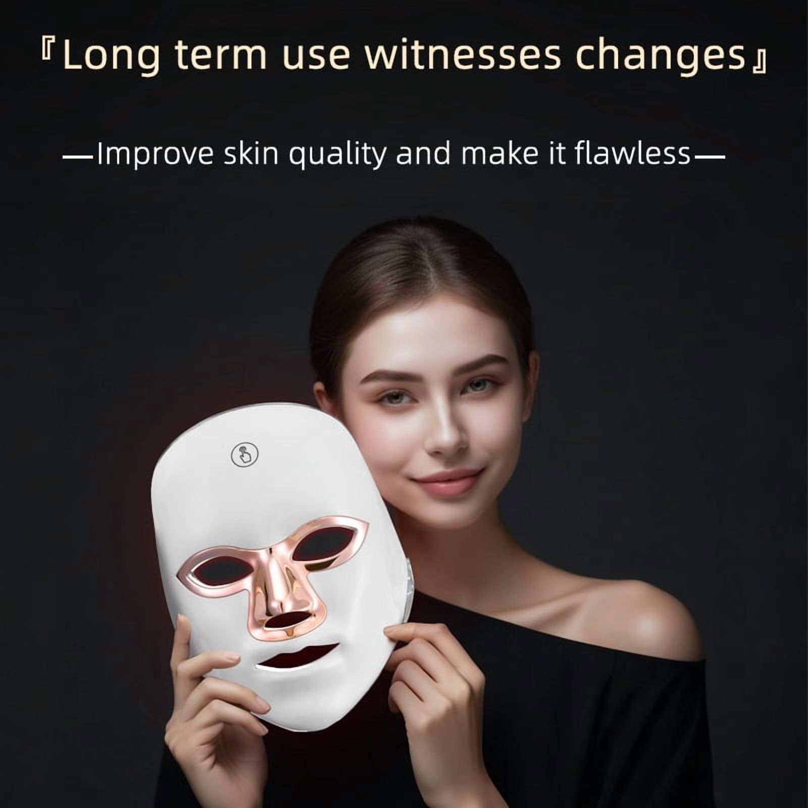 Multi-Spectrum LED Facial Light Mask for Relaxation,Hands-Free Personal Beauty Device with Red&Blue Light to Complement Your Skincare Regimen, Cordless,White rose-patterned frame with gold trim style