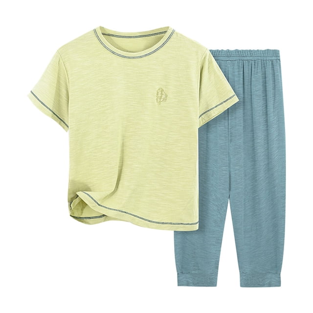 Ensemble de Pyjama à Manches Courtes pour Enfants Garçons Filles 2 Pcs Pyjama Tenue de Nuit pour 2-16 Ans
