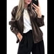 thumbnail image 2 of Chaquetas de para Mujer, Abrigos de Motociclista de Imitación de Gran Tamaño, Ropa de Moda para Otoño Café M, 2 of 8