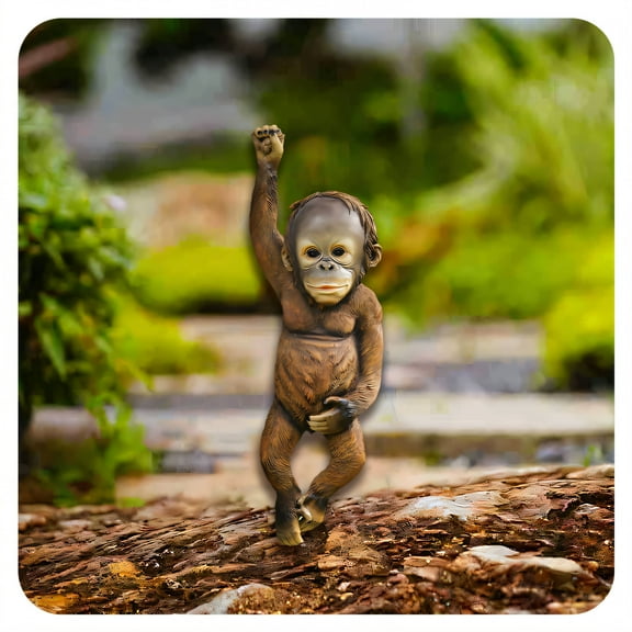 ICERUN Garden Statues,Gorilla Sculpture Resin Animals,Wild Nature Essence Garden Decor for Outside,Style1