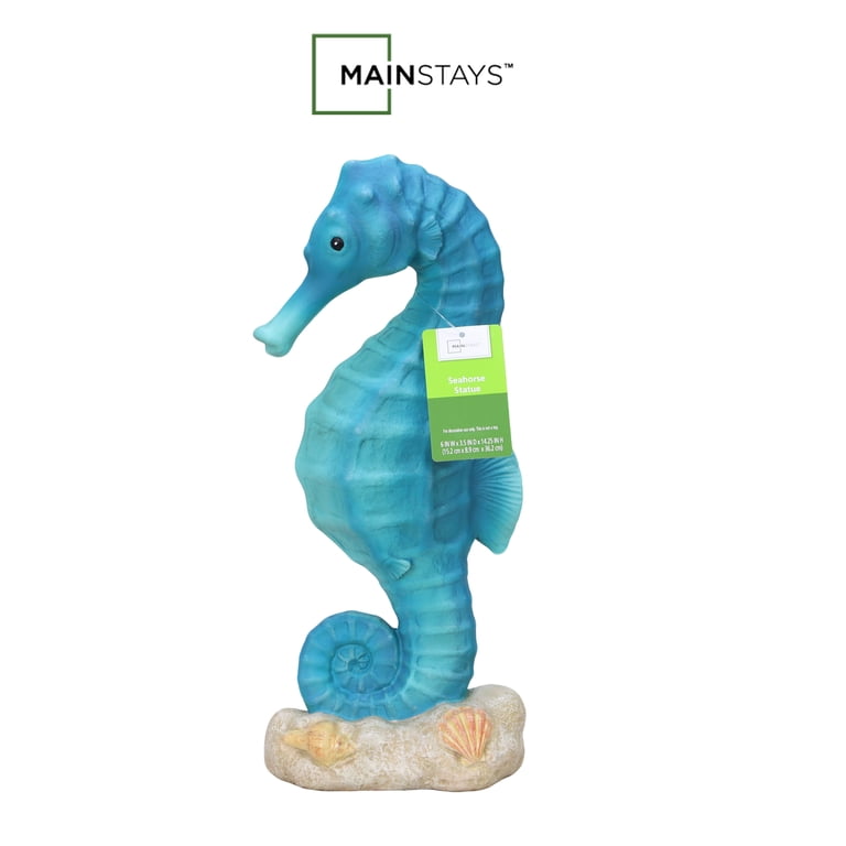 Mainstays Outdoor Blue Seahorse Garden Statuary, 6 in L x 3.5 in W