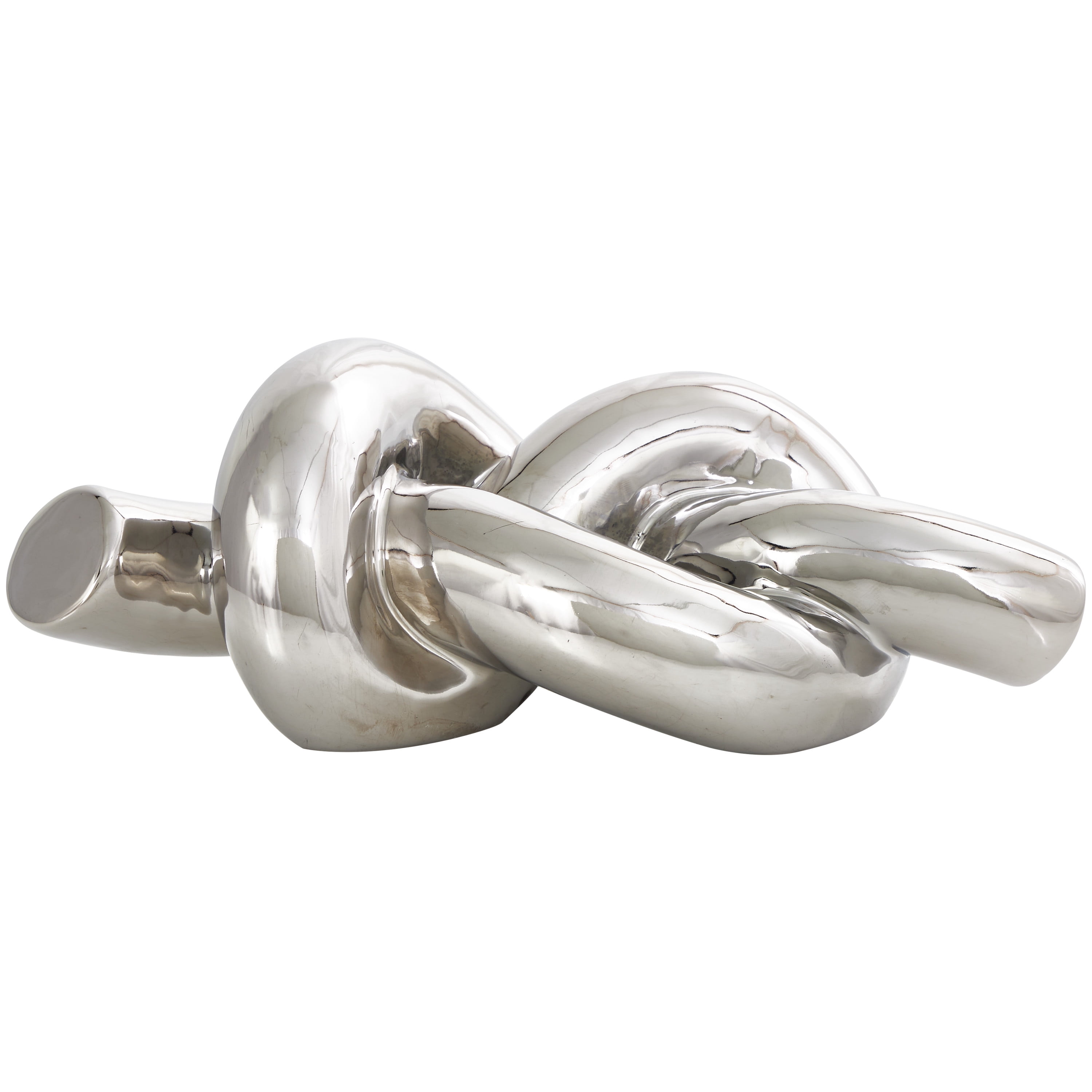 12" x 4" Silver Ceramic Abstract Knot Sculpture, by DecMode