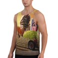 thumbnail image 2 of Pofeuu Country Farm Morning Rooster Print Men's Workout Tank Tops Sleeveless Muscle Gym Shirt Quick Dry-3X-Large, 2 of 7