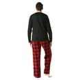 thumbnail image 3 of #FollowMe Polar Fleece Pajama Pants Set for Men / Sleepwear / PJs (Black Top / Red Buffalo Plaid Pant, Medium), 3 of 3