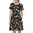 thumbnail image 1 of Disketp Honey Bees at Night para Vestido de Manga Corta para Mujeres, Vestidos de Verano para Mujeres, Casual y Holgado para la Playa, 1 of 6