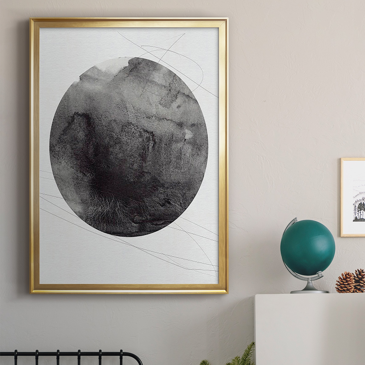 Graphite Moon I Premium Framed Print, in Gold, Black, or Silver - Ready to Hang