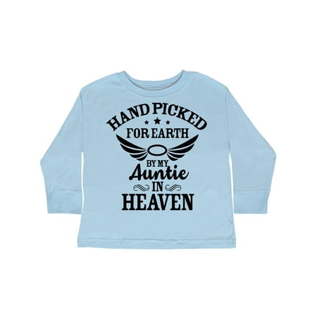 

Inktastic Handpicked for Earth By My Auntie in Heaven with Angel Wings Gift Toddler Boy or Toddler Girl Long Sleeve T-Shirt